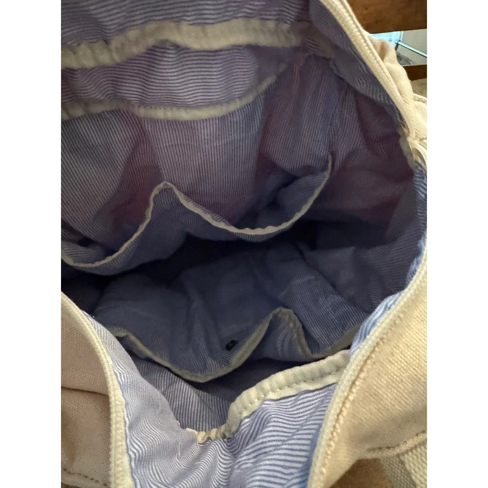 Birdling Canvas Backpack Blush Pink Seersucker Lining Travel Diaper Bag